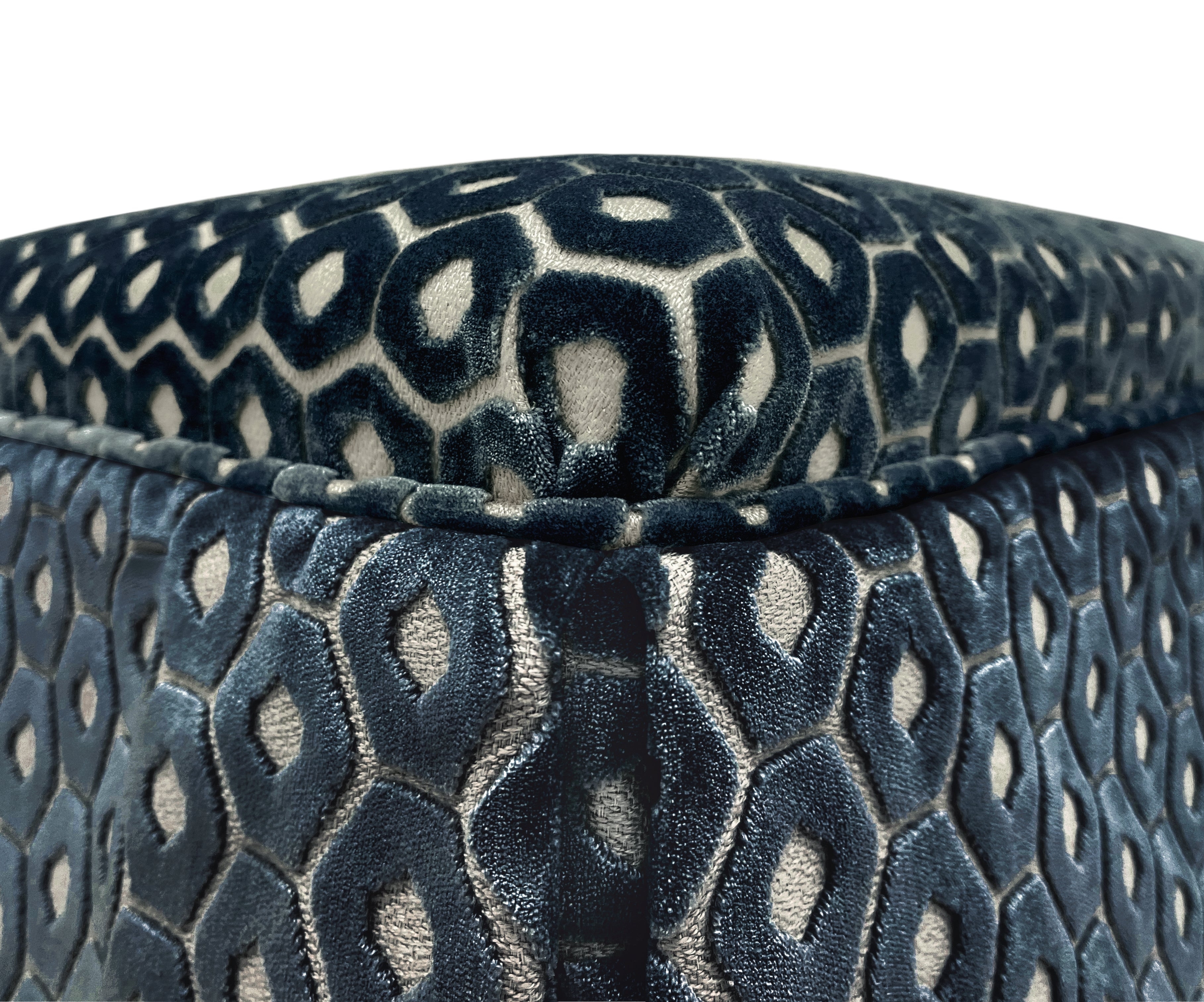 THE SKIRTED OTTOMAN :: PALOMA CUT VELVET  // NAVY BLUE - 4" X 4" Sample - Image 3