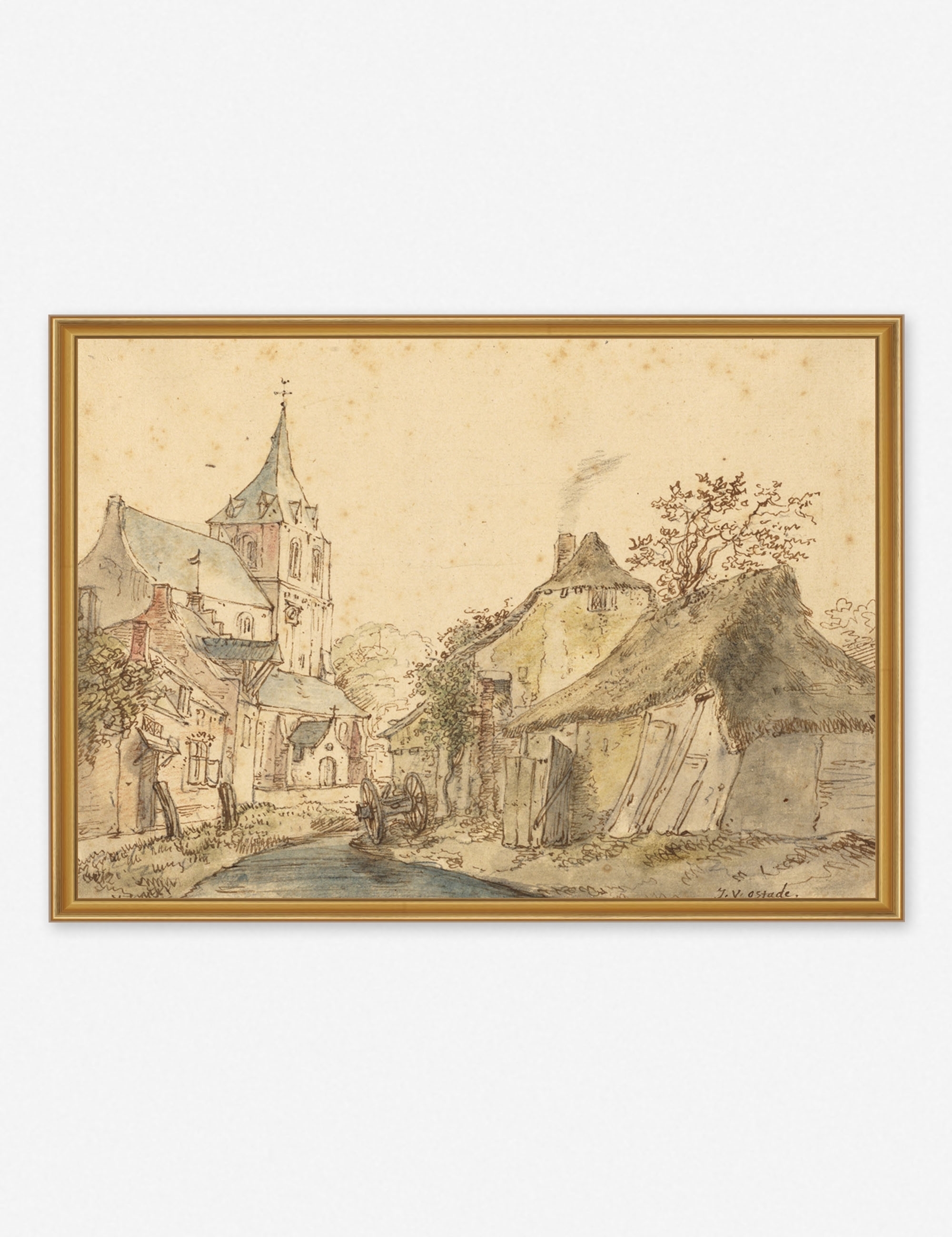'View of Eindhoven from the Northeast' Wall Art by Isack van Ostade, Original Work held by the J. Paul Getty Museum 36" x 36" Unframed - Image 0