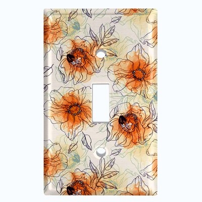 Metal Light Switch Plate Outlet Cover (Watercolor Flowers Green - Single Toggle) - Image 0