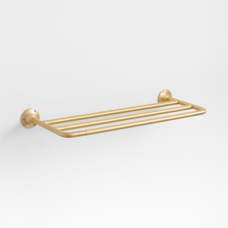 Classic Round Brushed Brass Wall-Mounted Bathroom Towel Rack - Image 1