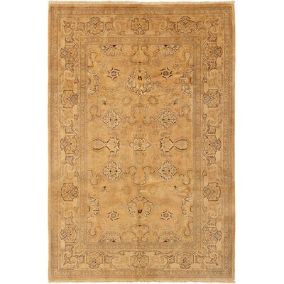One-of-a-Kind Kamen Hand-Knotted 2010s Ushak Light Brown 6' x 8'9" Wool Area Rug - Image 0