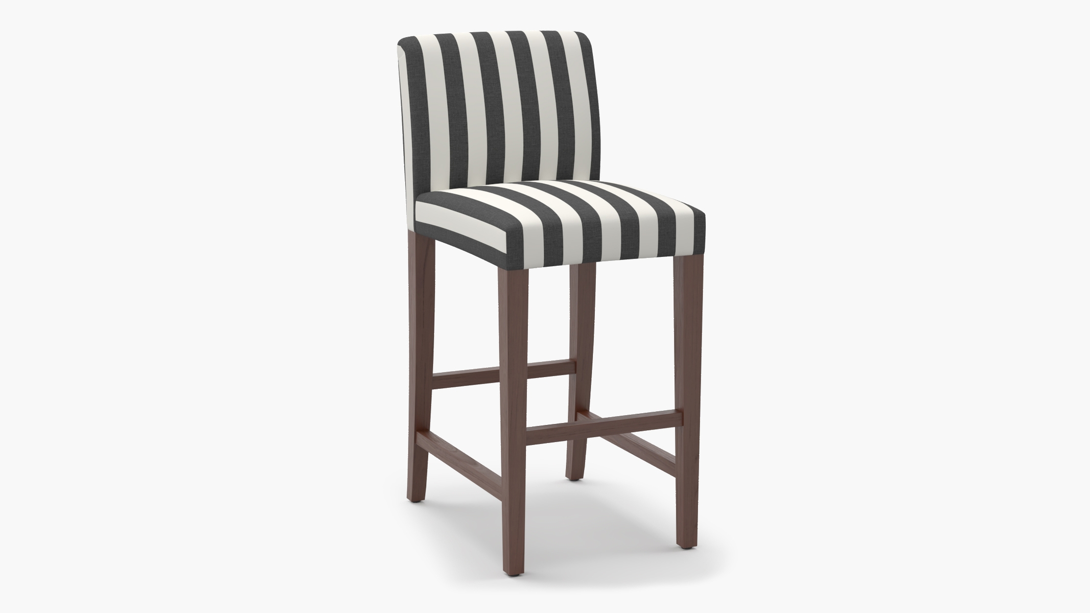 Signature Dining Bar Stool, Ink Cabana Stripe, Walnut Square Tapered Leg - Image 1