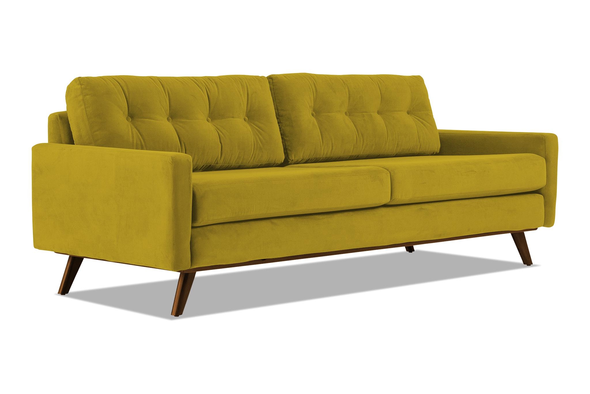 Yellow Hopson Mid Century Modern Sofa - Bloke Goldenrod - Mocha - Image 1