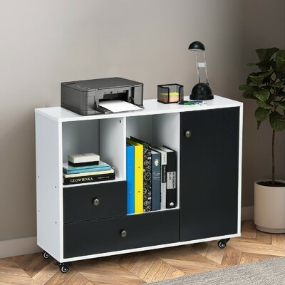 Lateral Mobile Filing Cabinet With 2 Drawers-Black - Image 0