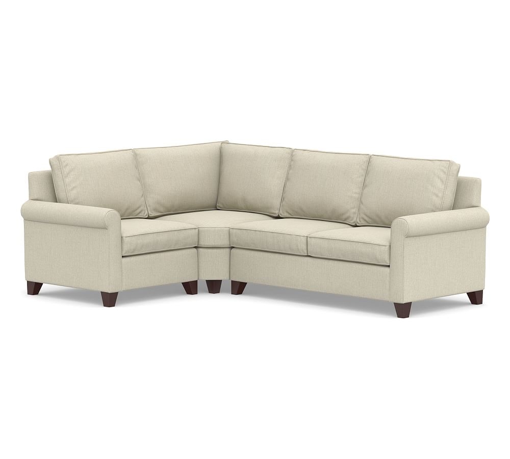 Cameron Roll Arm Upholstered Right Arm 3-Piece Wedge Sectional, Polyester Wrapped Cushions, Chenille Basketweave Oatmeal - Image 0