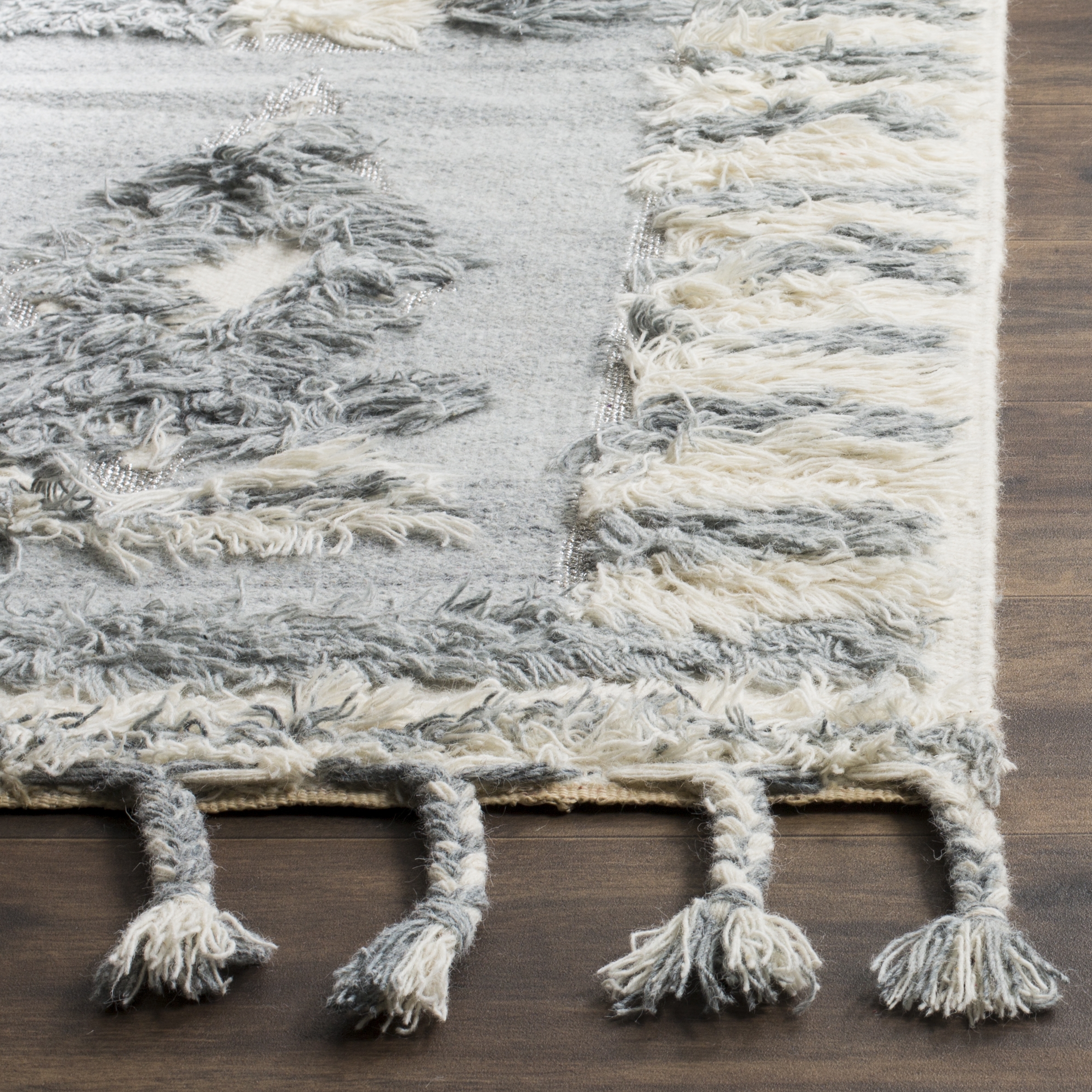 Arlo Home Hand Knotted Area Rug, KNY601B, Grey/Ivory,  8' X 10' - Image 1