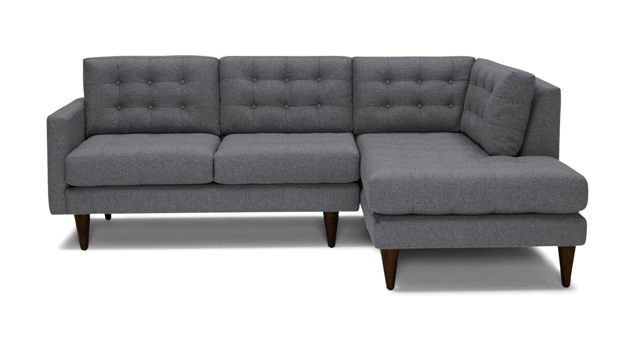 Gray Eliot Mid Century Modern Apartment Sectional with Bumper - Essence Ash - Mocha - Right  - Image 4