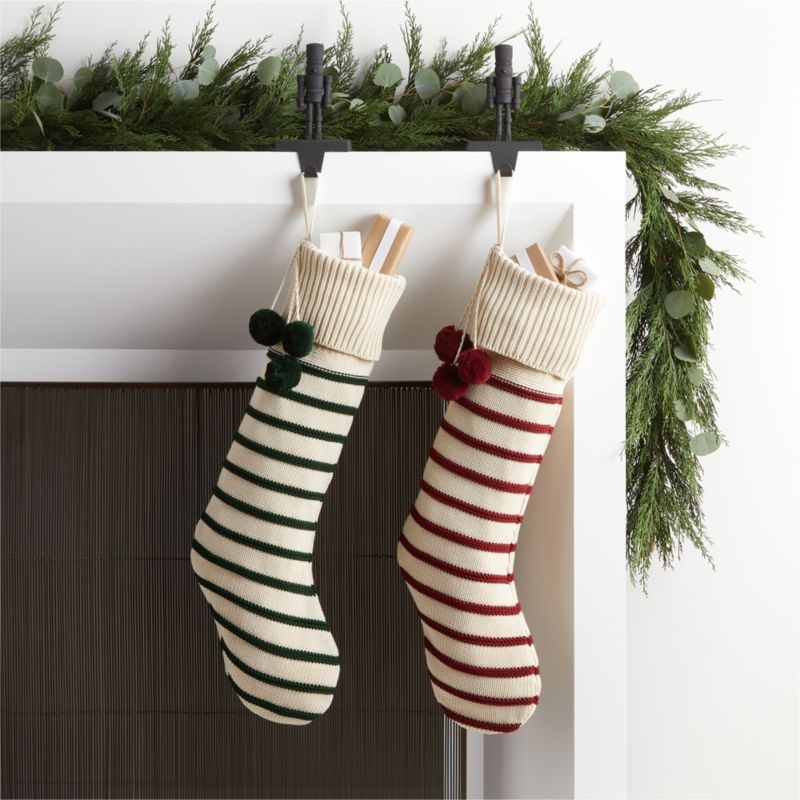 Stripe Knit Christmas Stocking, Green - Image 2