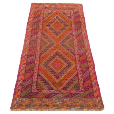 Hand-Knotted Tajik Purple Wool Rug 2'6" X 6'4" - Image 0