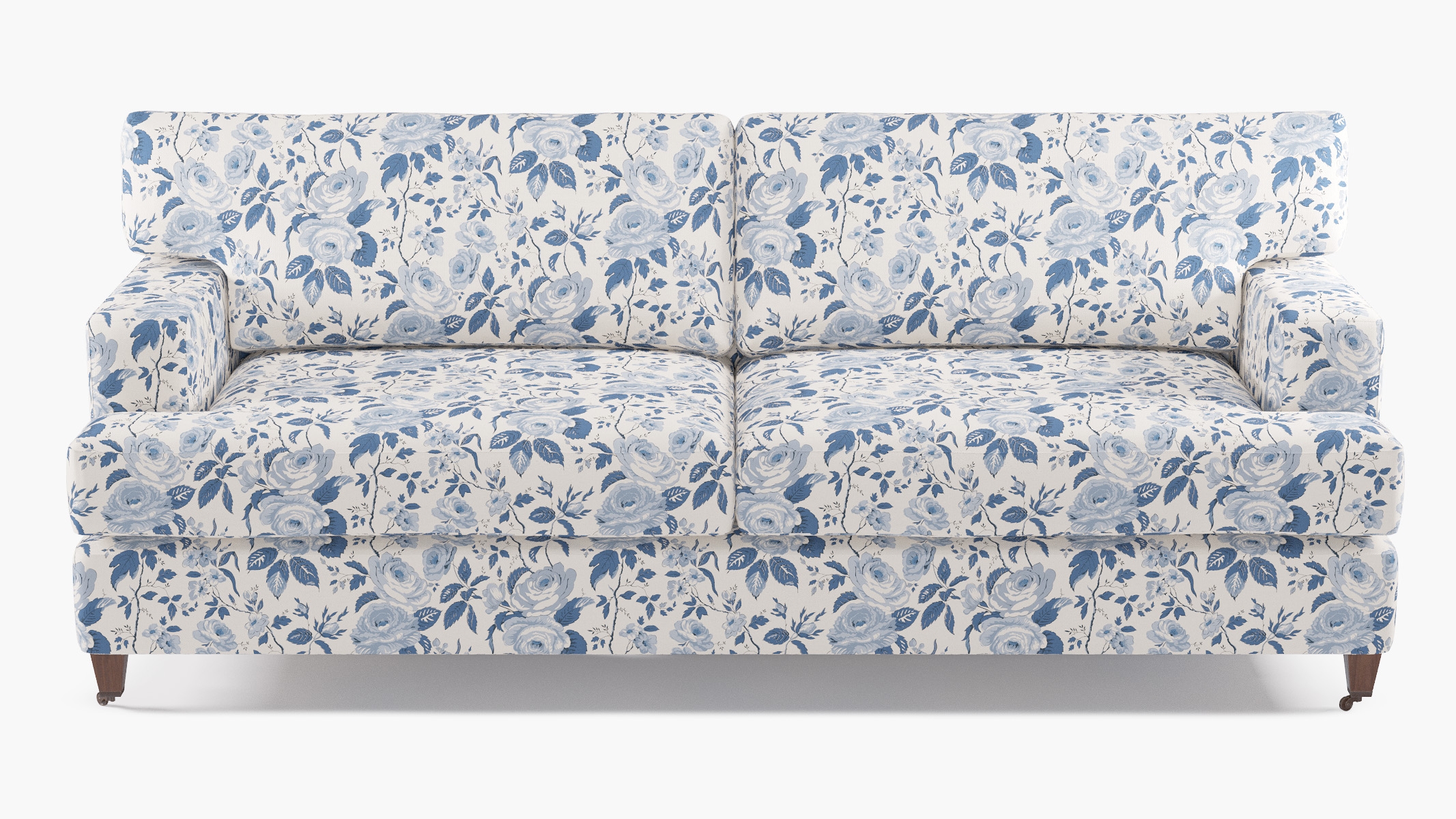Classic Sofa, Delft Chintz, Walnut with Antique Brass Caster - Image 0