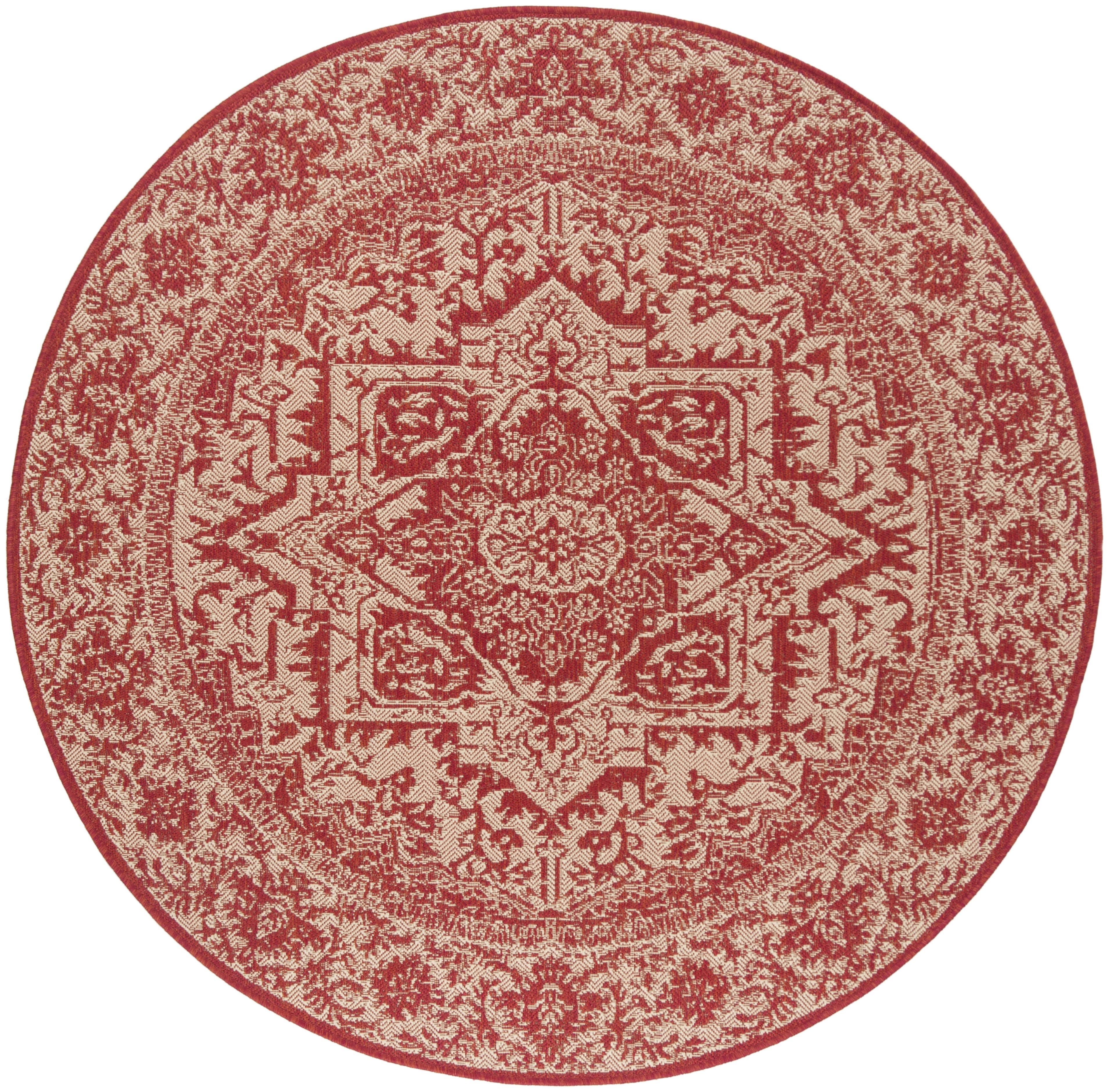 Arlo Home Indoor/Outdoor Woven Area Rug, LND139Q, Red/Cream,  6' 7" X 6' 7" Round - Image 0
