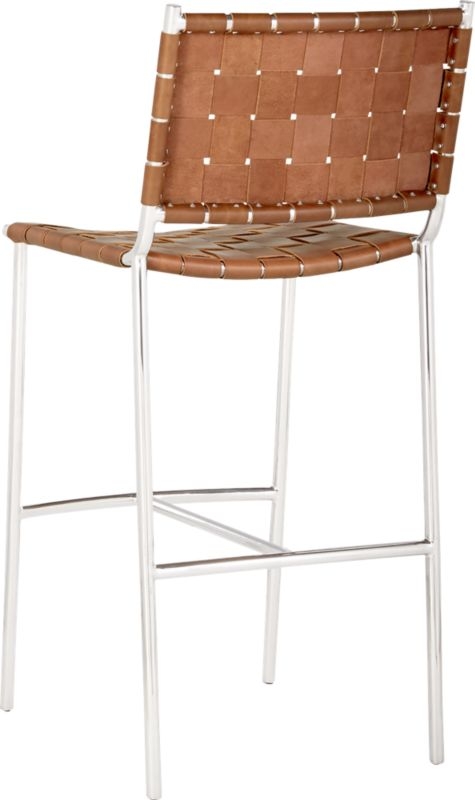 Woven 30" Brown Leather Bar Stool - Image 10