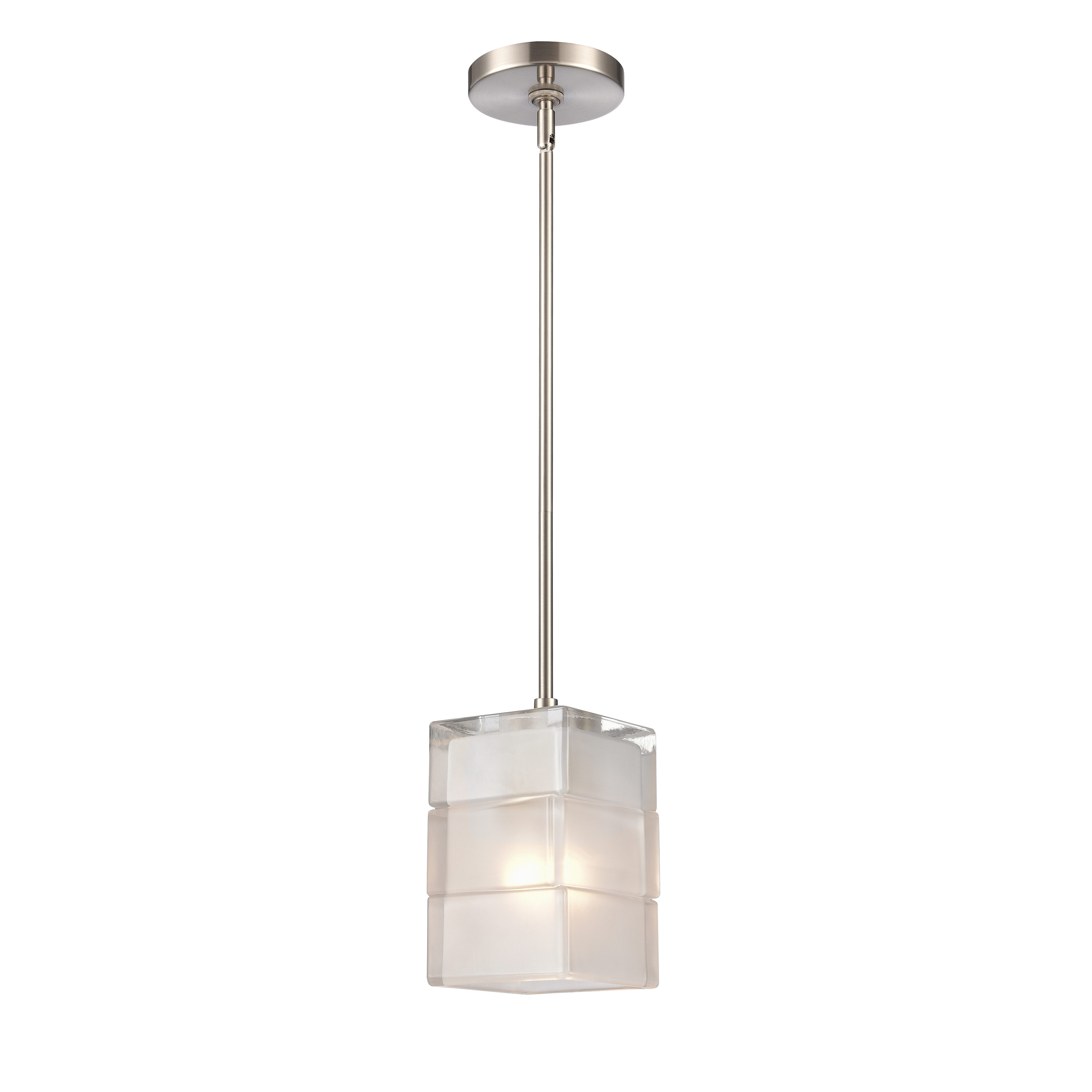 Ice Blocks 6'' Wide 1-Light Mini Pendant - Satin Nickel - Image 0