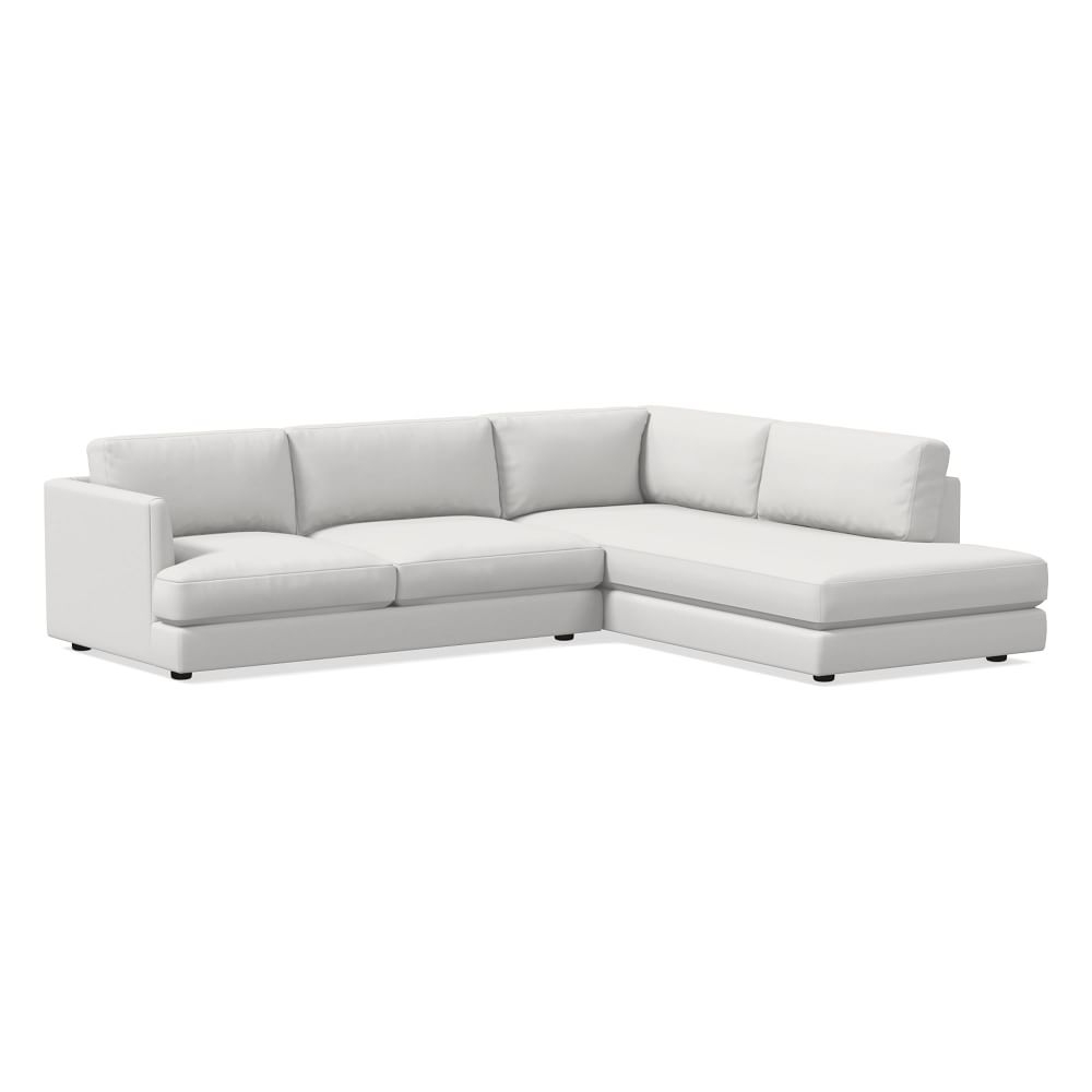 Haven 106" Right Multi Seat 2-Piece Bumper Chaise Sectional, Standard Depth, Performance Washed Canvas, White - Image 0