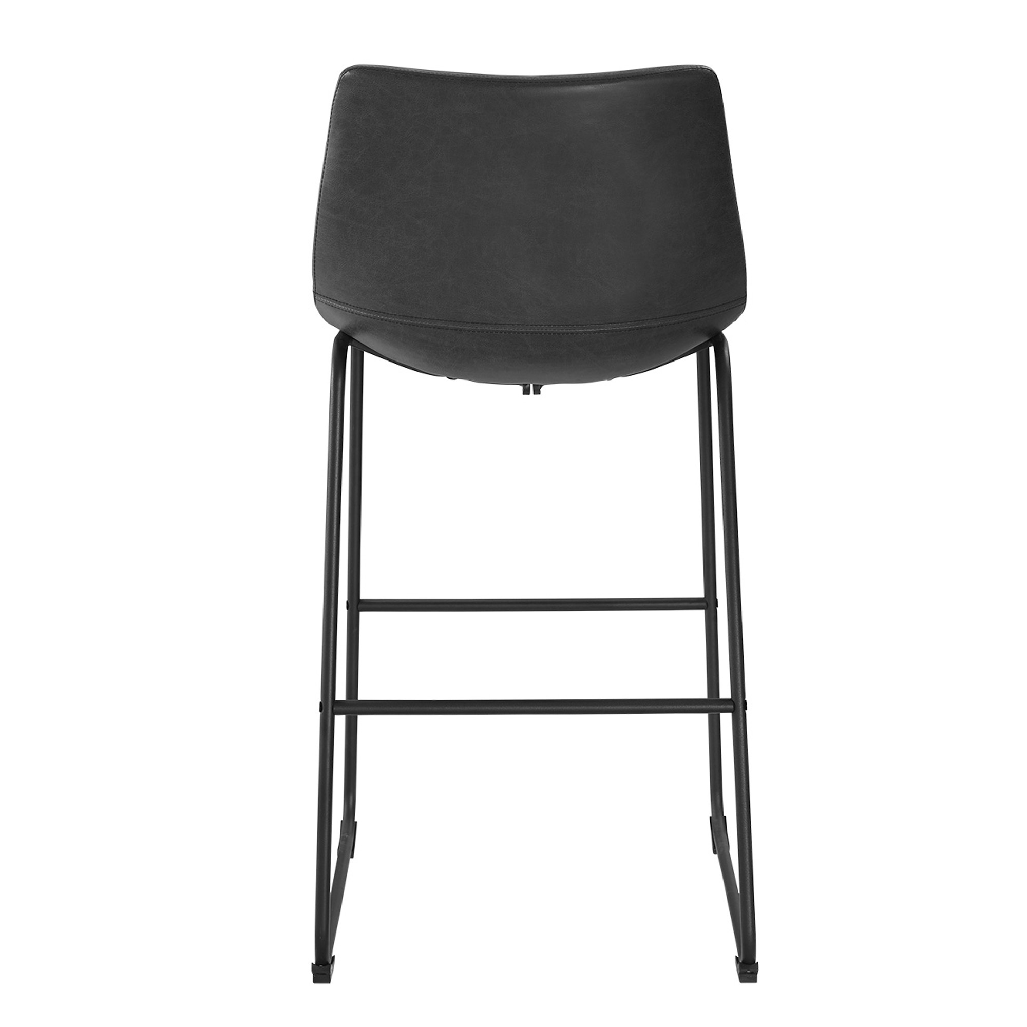 30" Industrial Faux Leather Barstools, Set of 2 - Black - Image 3