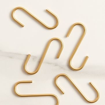 Essential S Hooks, Set of 5, Antique Brass - Image 1