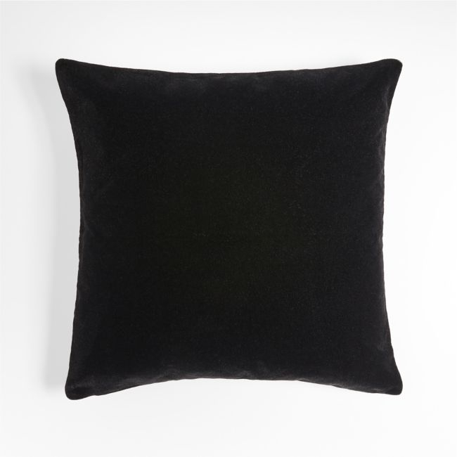 Ink Black 20'' Faux Mohair Pillow Cover - Image 0