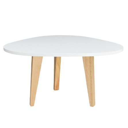 3 Legged Oval Modern Coffee Table, White - Image 0