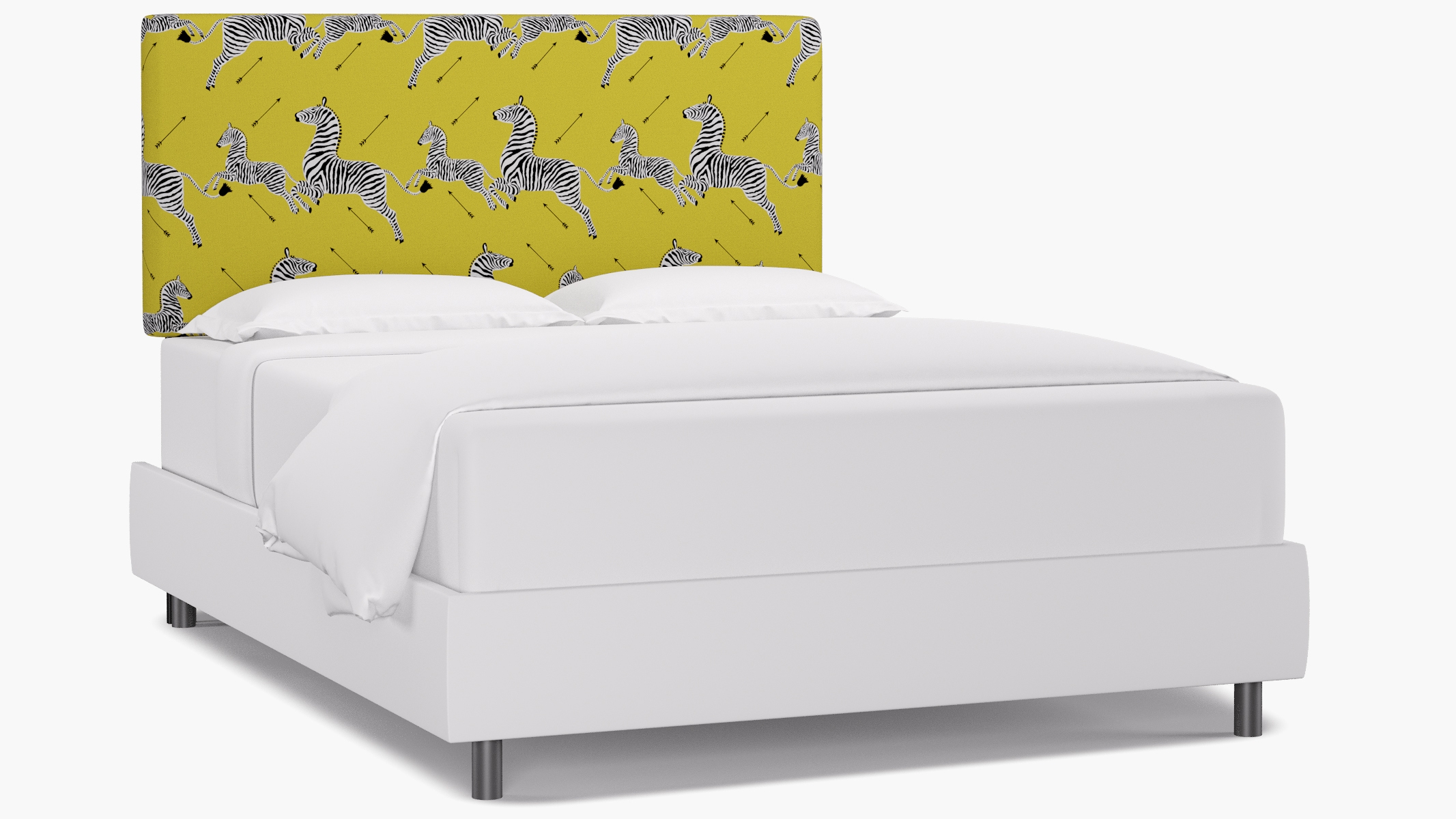 Square Back Headboard, Yellow Zebra, Queen - Image 0