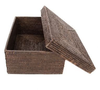 Tava Handwoven Rattan Rectangular Storage Box With Lid, Natural - Image 4