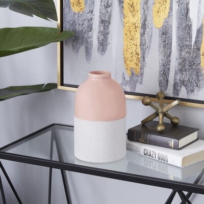 2 Piece Hadrian White/Pink 10" Indoor / Outdoor Use Ceramic Table Vase Set - Image 0