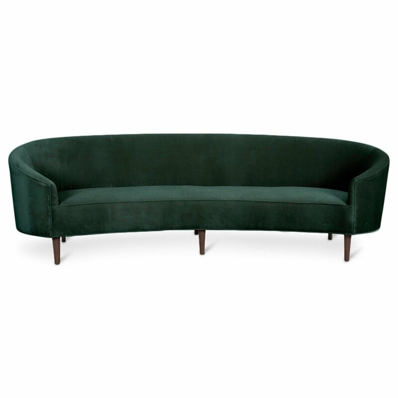 Art Deco Curved Sofa Upholstery: Hunter Green - Image 0