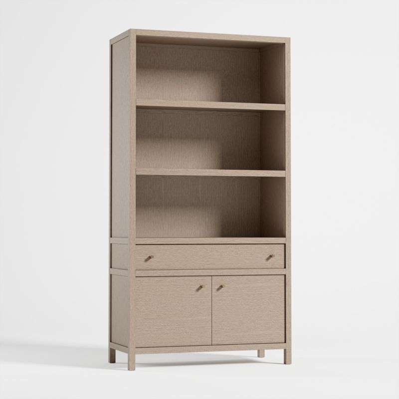Keane 40" Weathered Natural Wood Closed Bookcase - Image 7