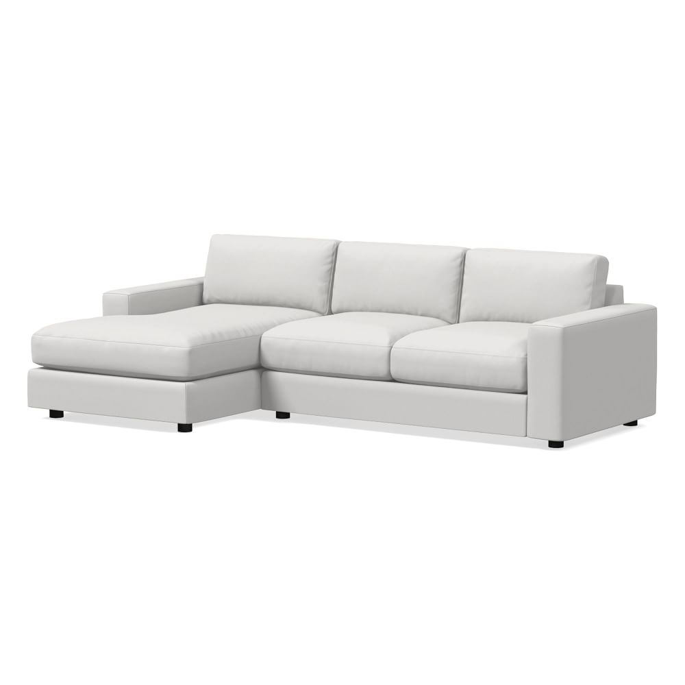 Urban 116" Left 2-Piece Chaise Sectional, Performance Washed Canvas, White, Down Blend Fill - Image 0