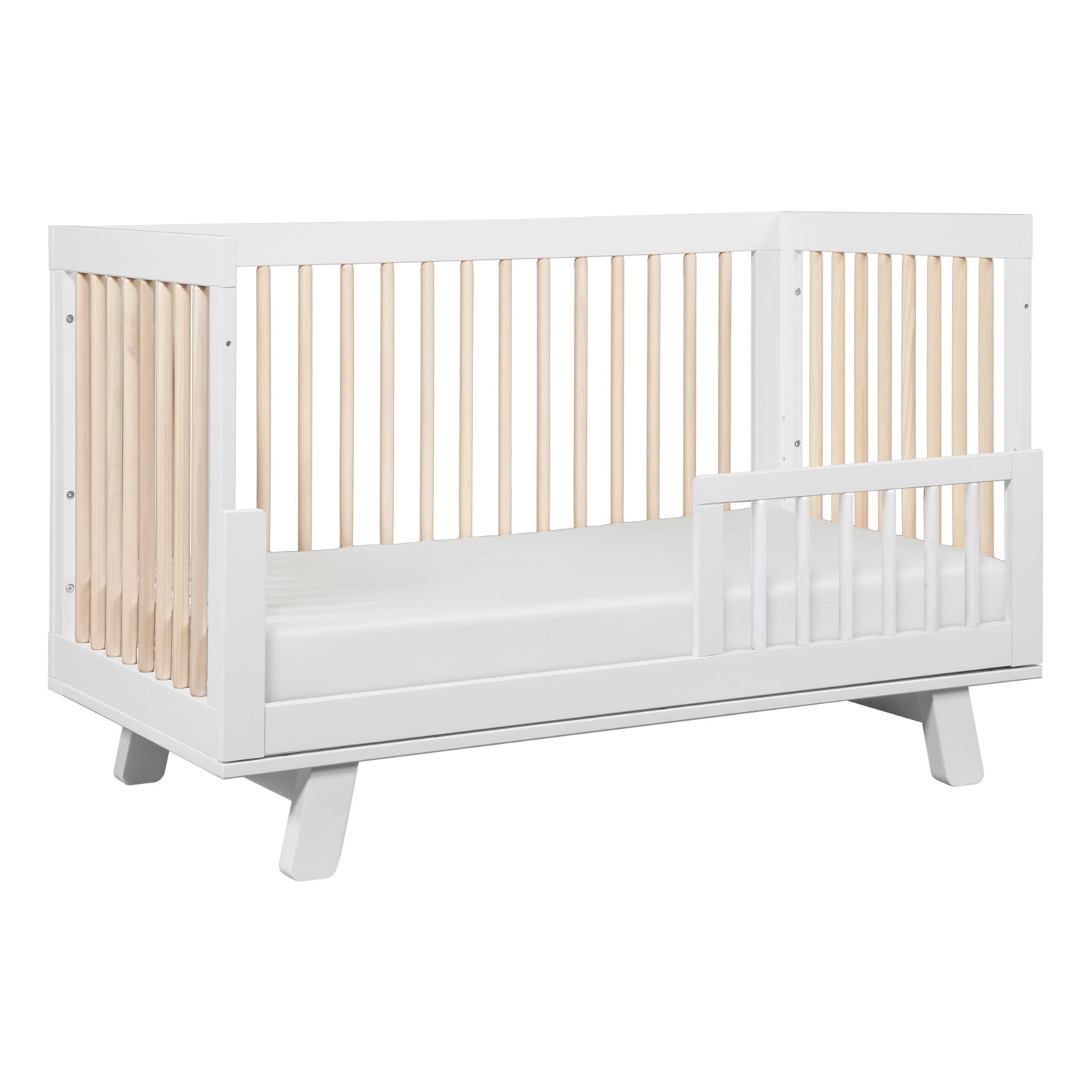 Babyletto Hudson Mid Century Modern White Washed Brown Convertible Crib - Image 2