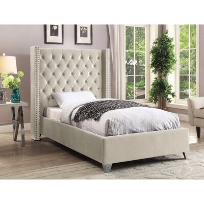 Jennie Solid Wood Tufted Upholstered Low Profile Platform Bed - Image 0