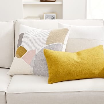 Cotton Canvas Pillow Cover with Down Insert, Stone White, 24"x24" - Image 3