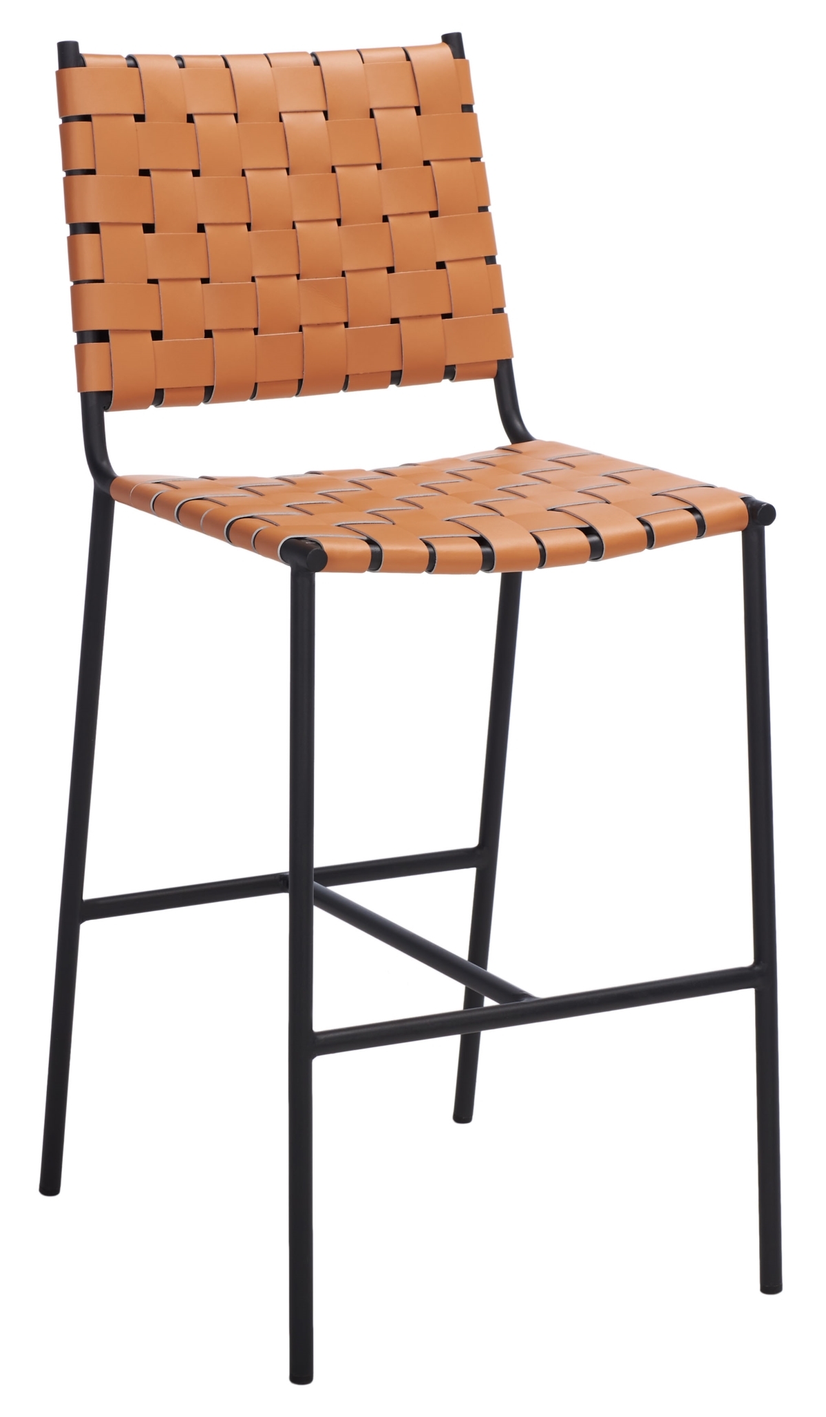 Olenna Woven Counter Stool - Cognac / Black - Safavieh - Image 4