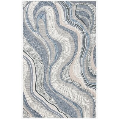 Albrey Abstract Handmade Tufted Wool Ivory/Light Blue/Light Gray Area Rug - Image 0