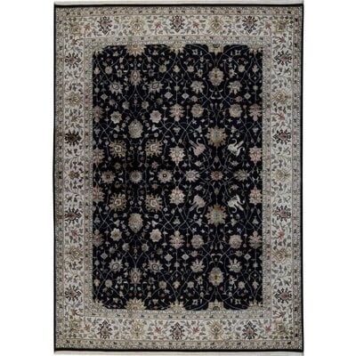 One-of-a-Kind Hand-Knotted Black/Ivory 9' x 12'2" Area Rug - Image 0