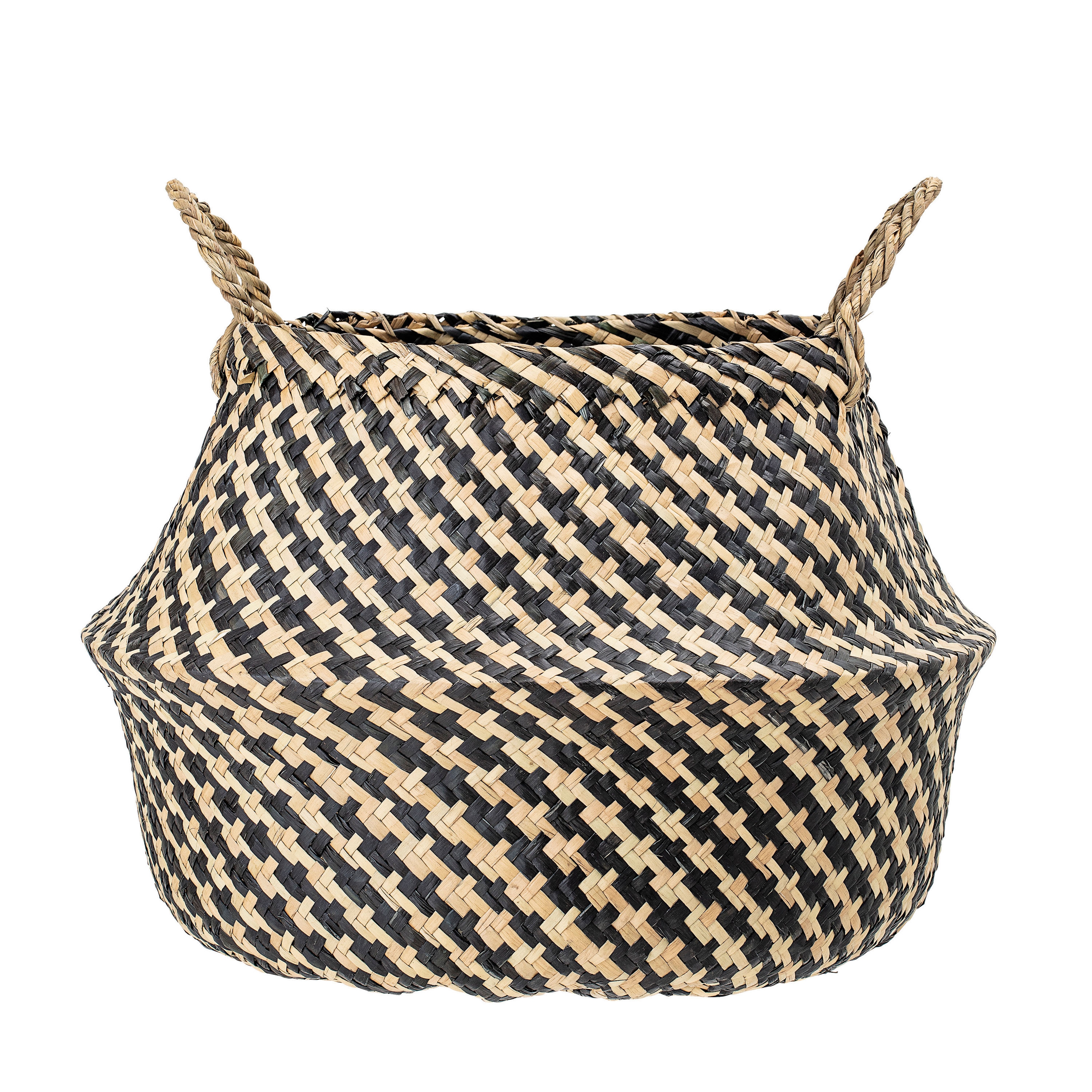 Houndstooth Woven Seagrass Basket - Image 0