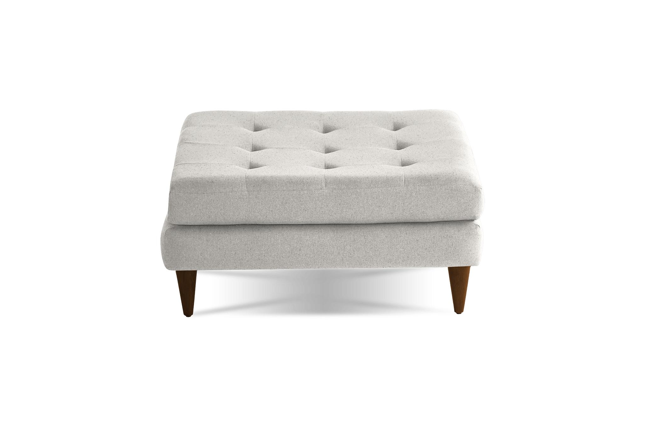 White Eliot Mid Century Modern XL Ottoman - Tussah Snow - Mocha - Image 2