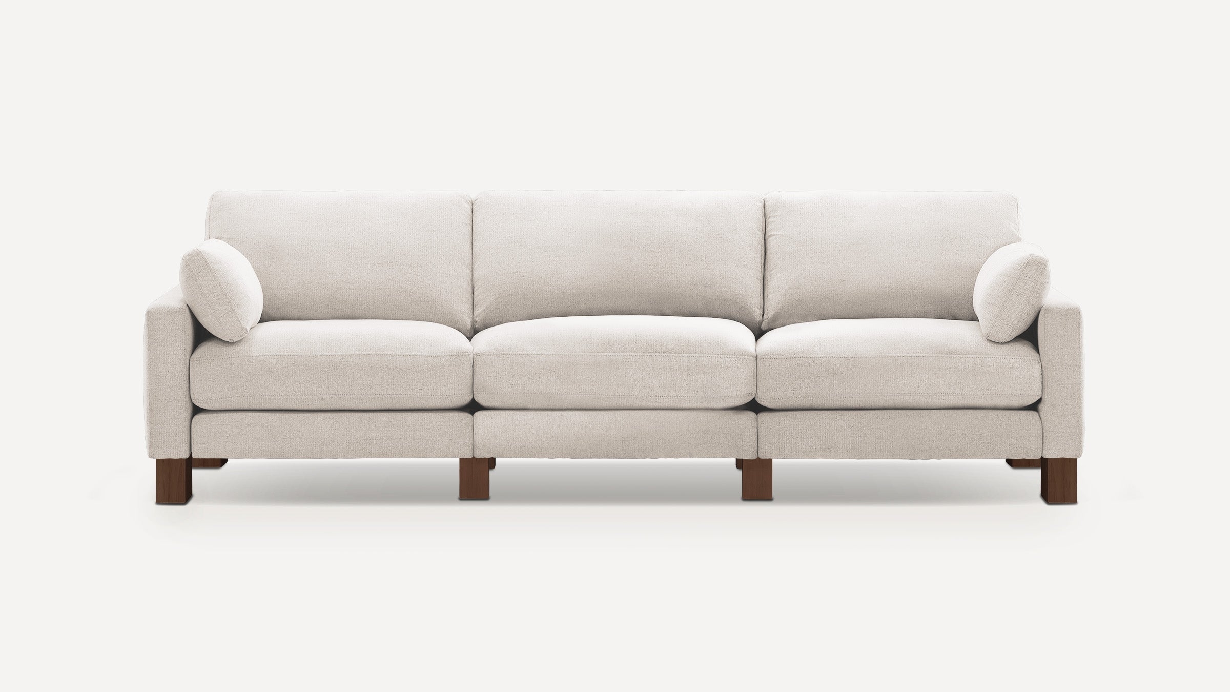 Union 3-Seat Sofa - Ivory - Performance Chenille / Walnut - Wood / Round Leg - Image 10