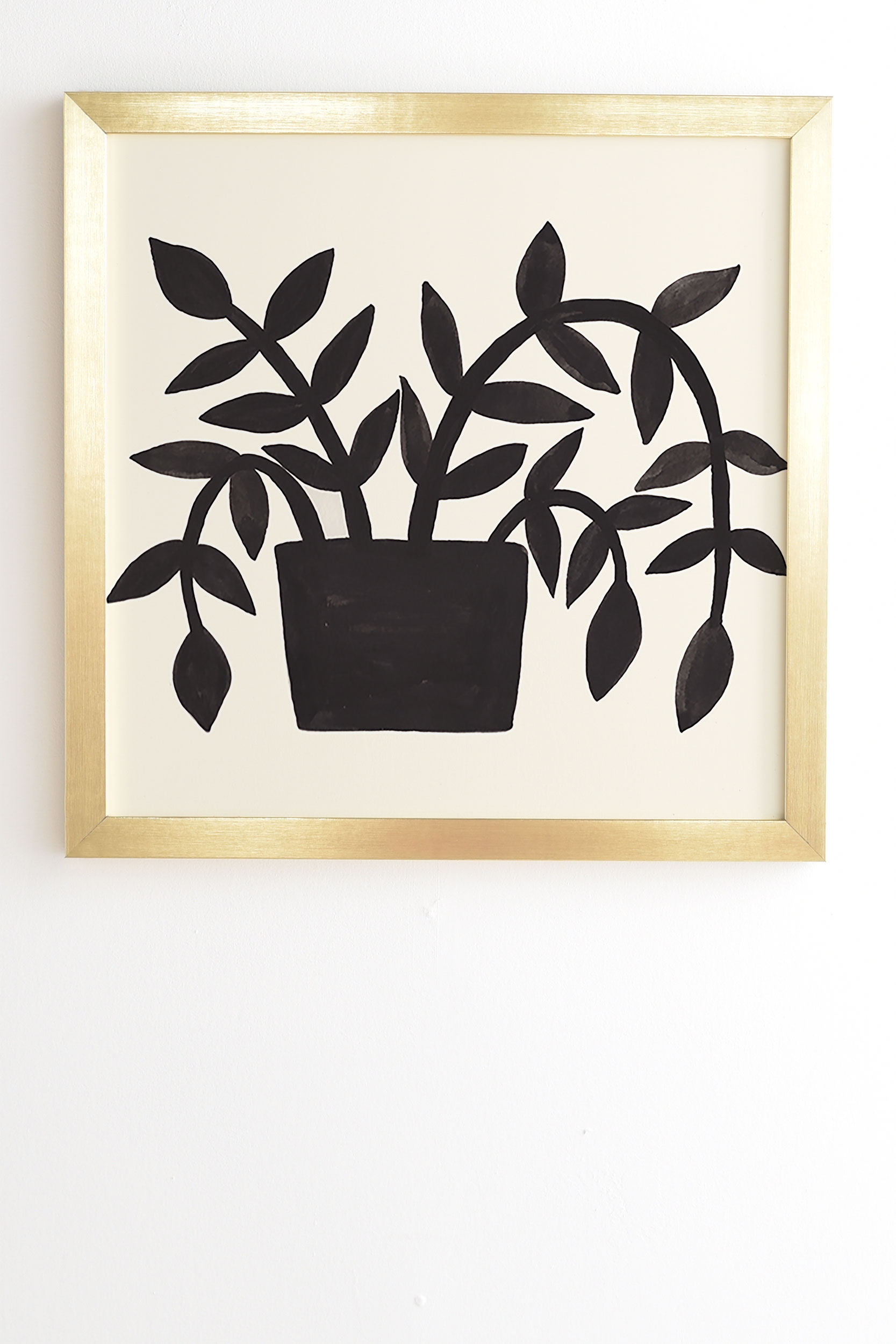 Black Painted Plant by Pauline Stanley - Framed Wall Art Basic Gold 30" x 30" - Image 1