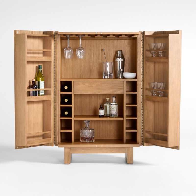 Tower 32" Light Brown Oak Wood Bar Cabinet by Brigette Romanek - Image 4
