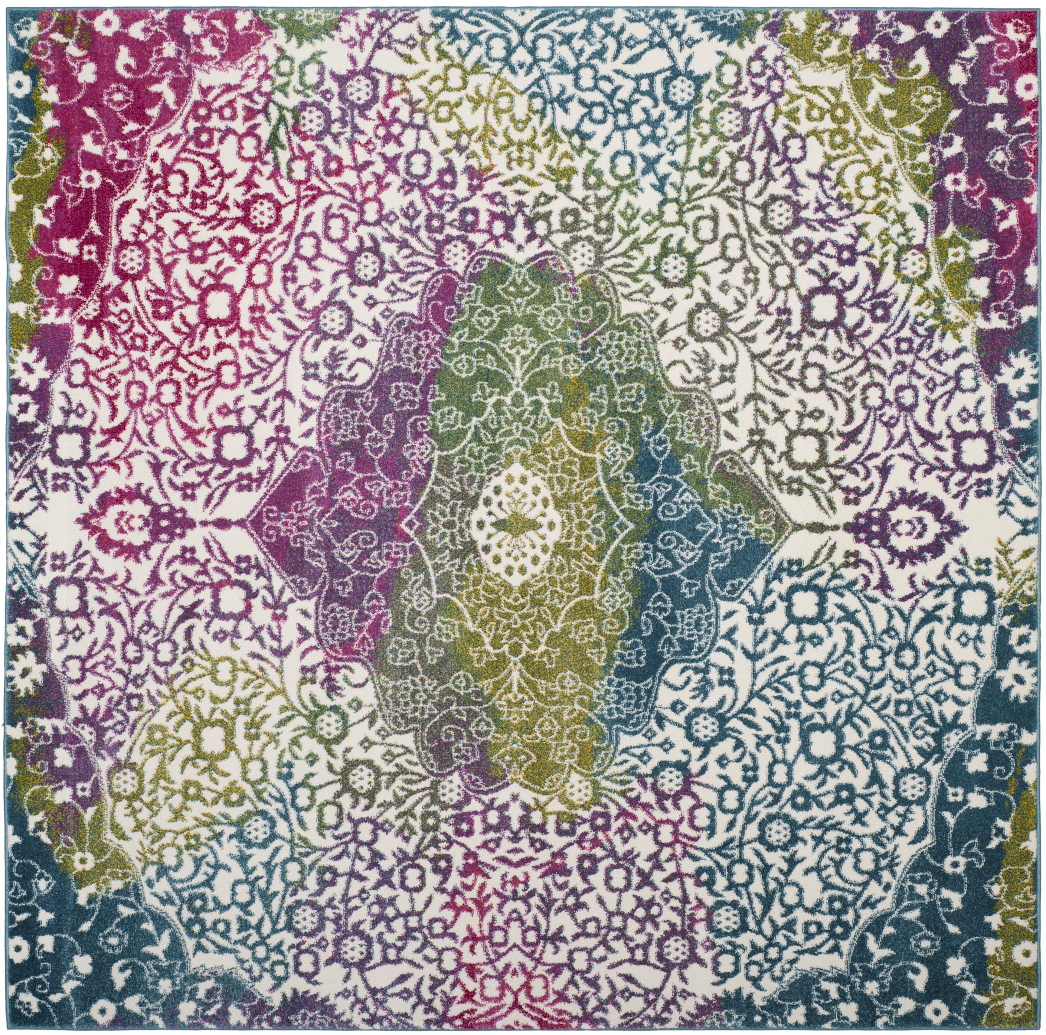 Arlo Home Woven Area Rug, WTC672F, Ivory/Fuchsia,  5' 3" X 5' 3" Square - Image 0