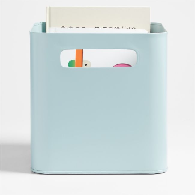 Outline Cloud Blue Metal Storage Bin with Handles - Image 0