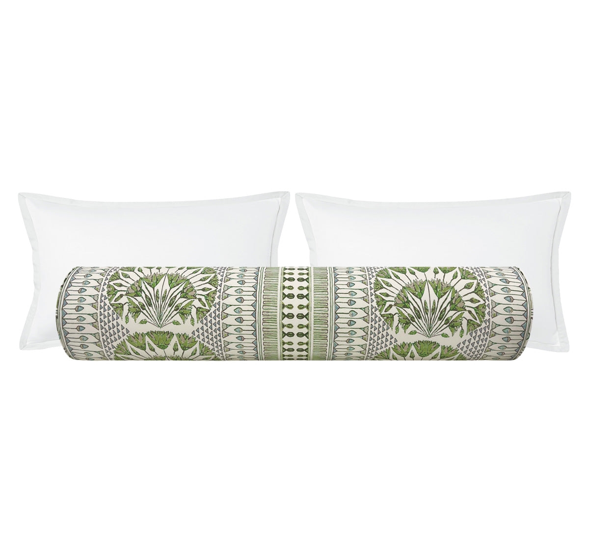 THE BOLSTER :: CAIRO // GREEN AND WHITE | THIBAUT - TWIN // 9" X 24" - Image 0