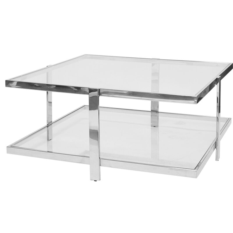 Worlds Away Two Tier Square Coffee Table Table Base Color: Nickel - Image 0