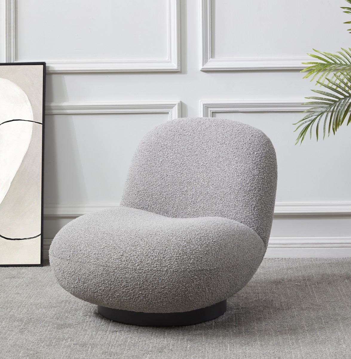 Stevie Boucle Accent Chair - Light Grey/Black - Image 0