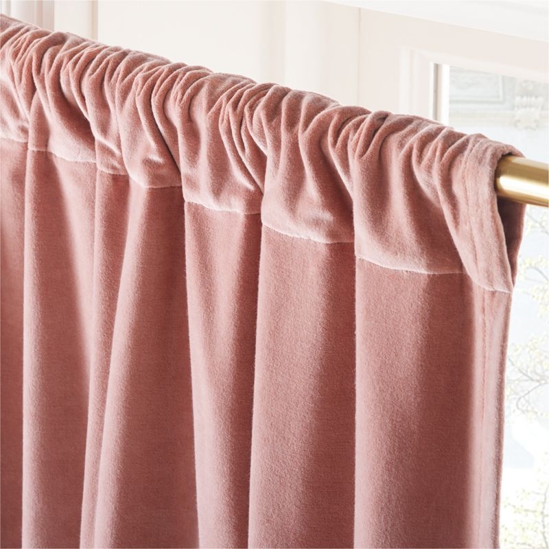 Smoked Mauve Organic Cotton Velvet Window Curtain Panel 48"x108'' - Image 2