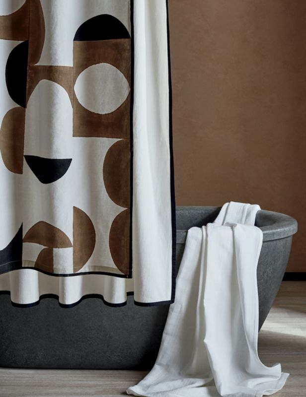 Capri Organic Cotton White with Black Border Shower Curtain 72" - Image 5