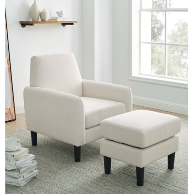 29" W Polyester Armchair and Ottoman - Image 0