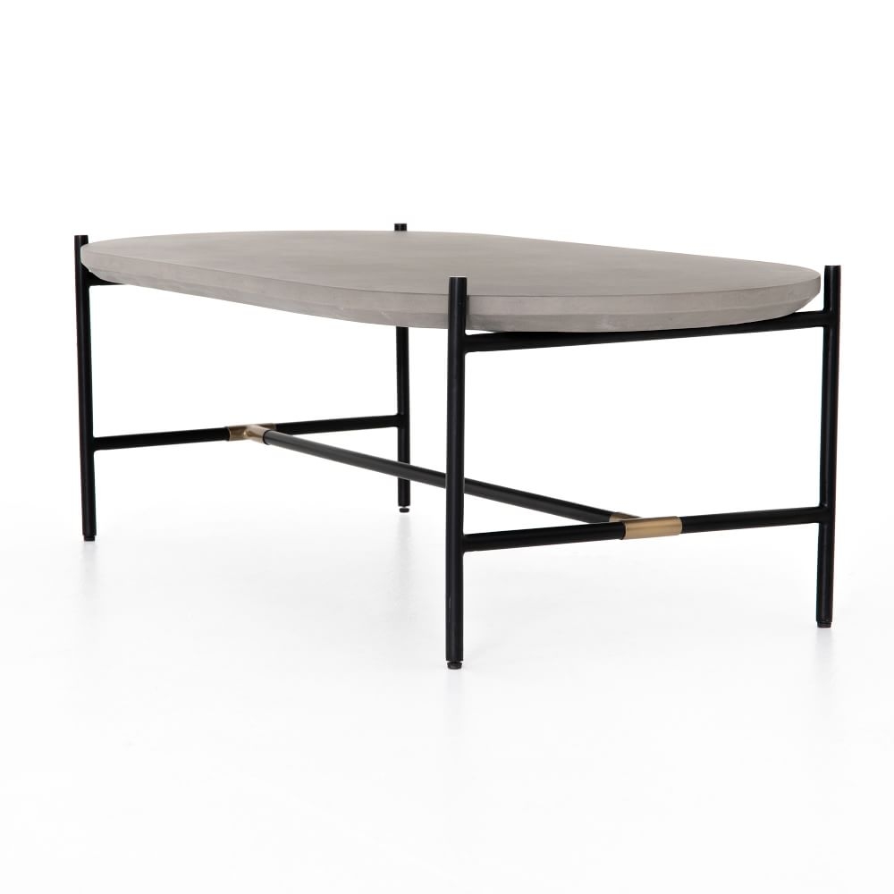 Concrete & Iron Coffee Table, Natural Brass - Image 0