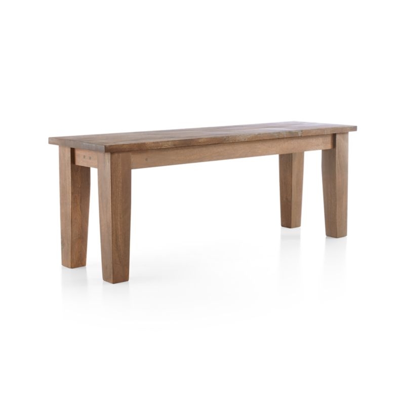 Basque 48" Light Brown Wood Bench with Natural Cushion - Image 4