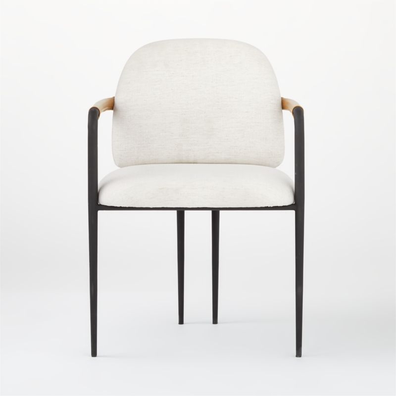 Avont Upholstered White Performance Fabric Metal Dining Armchair Set of 4 - Image 3